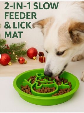 Silicone Dog Slow Feeder / Snowman Lick Mat / Holiday